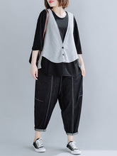 Women V-Neck Vest Long Sleeve Shirt Two-Piece Suit